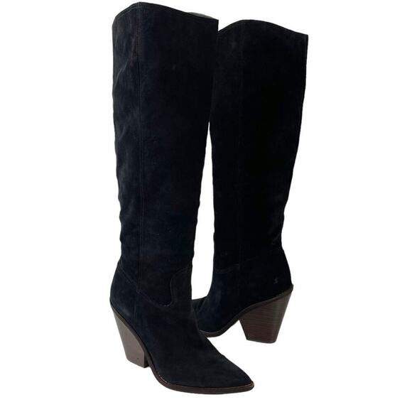Sam Edelman Black Indigo Suede Leather Knee High Pointed Toe Boot Size 8.5 - Picture 1 of 16